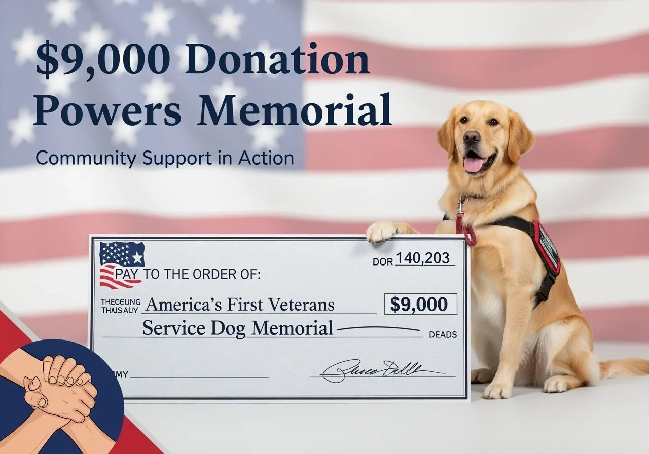 $9k Donation Powers America’s 1st Veterans Service Dog Memorial